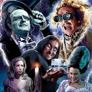 YOUNG FRANKENSTEIN Horror Comedy Art Print – Monster, Igor, Doctor & Bride – Classic Mel Brooks Tribute – 3 Sizes by Scott Jackson