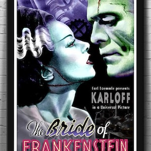 Bride of Frankenstein-kunstafdruk: poster gothic horror eerbetoon door Scott Jackson