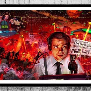 WAR of the WORLDS Art Print – Orson Welles Broadcast Panic – Alien Invasion Collage – by Scott Jackson – 3 Sizes