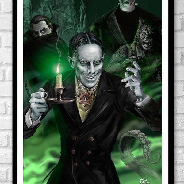 3 SIZES Zacherley "The Cool Ghoul" Art Print Poster by Scott Jackson classic Horror movies TV host John Zacherle canvas print