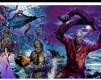 Sea Monster Mashup Art Print: Classic Creature Feature Tribute