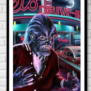 TEENAGE WEREWOLF Art Print – Michael Landon, Christine Car & American Graffiti 50&#39;s Tribute – by Scott Jackson - 3 sizes