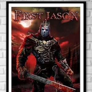FREE SHIPPING - 3 SIZES Official First Jason Lord of the Lake  Art Print Poster by Scott Jackson Ari Lehman Friday 13 Jason Voorhees canvas
