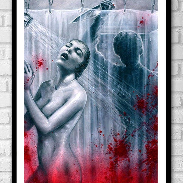 3 SIZES Psycho Norman Bates Poster Art Print Scott Jackson Shower classic horror movie Janet Leigh Alfred Hitchcock canvas print