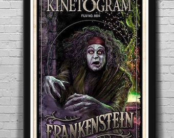 Lámina artística de FRANKENSTEIN DE EDISON (1910) – Tributo al clásico del terror mudo – por Scott Jackson – 3 tamaños