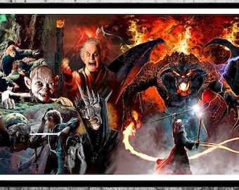 Lámina artística variante de BALROG y GANDALF – Escenas extendidas de ESDLA – por Scott Jackson – 3 tamaños