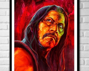 3 SIZES Machete Danny Trejo art print poster by artist Scott Jackson Grindhouse action movie canvas print metallic print