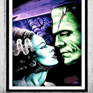 BRIDE OF FRANKENSTEIN art print - Gothic monster romance - classic 1930&#39;s horror - by Scott Jackson - 3 sizes