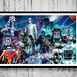 SPACE ROBOTS ATTACK! Art Print – Robbie, Gort, Tobor, B9 & More – by Scott Jackson – 3 sizes