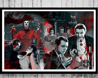 Dracula Family Art Print: Classic Vampire Horror Collage by Scott Jackson
