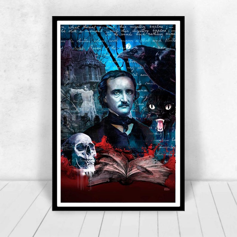 Edgar Allan Poe Gothic Art Print: Raven, Black Cat, Usher - Signed - Etsy