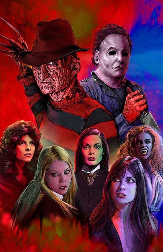 Freddy Vs Michael Art Print: Horror Monster Mashup by Scott