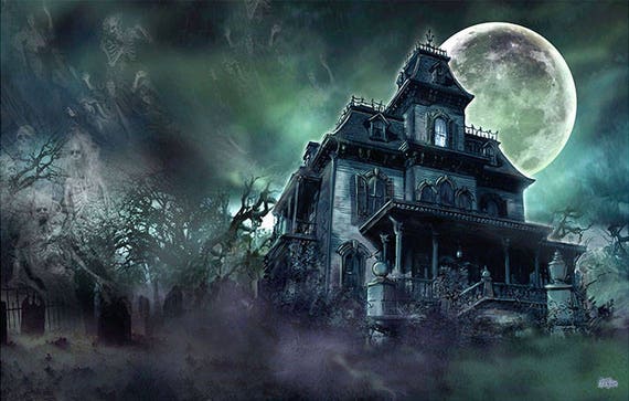 THE HAUNTED HOUSE Art Print – Ghost Infested Graveyard – by Scott