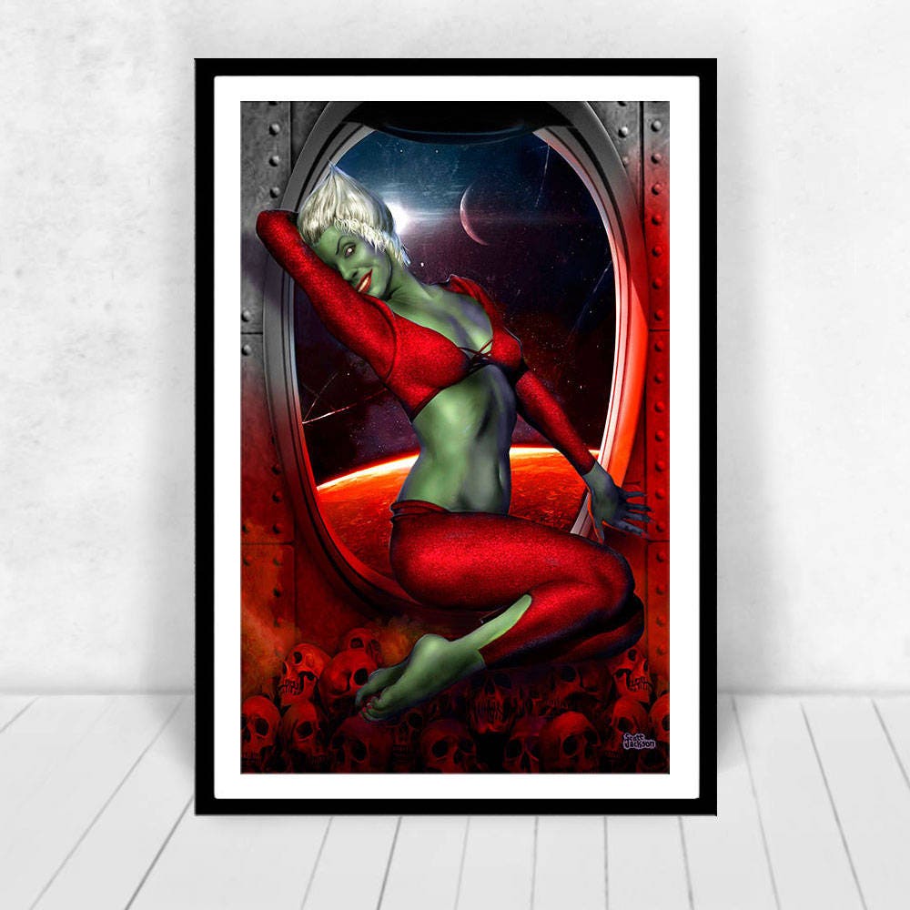 QUEEN OF BLOOD Art Print – Alien Vampire Pin-up in Space – Sci-fi Cult ...
