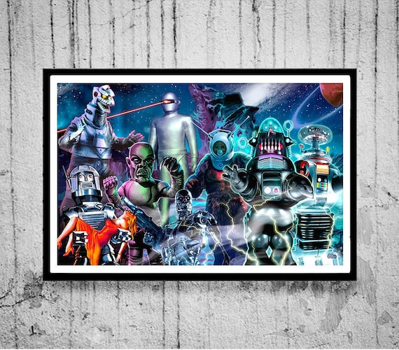 Retro Space Robots Art Print: Sci-Fi Collage by Scott Jackson
