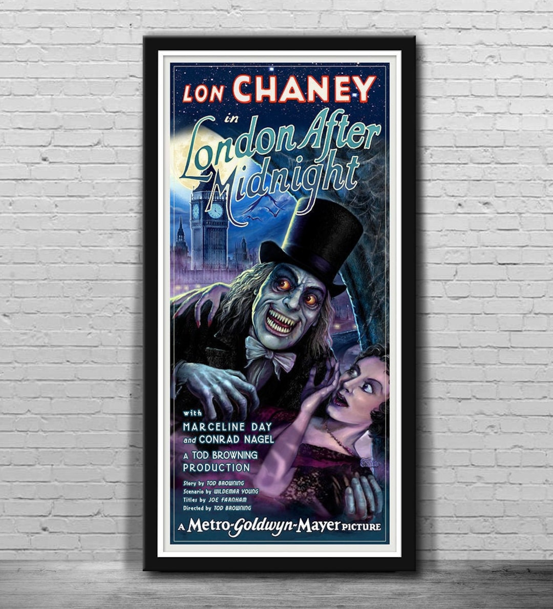 ラスト1枚【日本未入荷】スティーブン・ハリントン　エキシビジョンポスター② LONDON AFTER MIDNIGHT (1927) Art Print – Lost Silent Horror- by