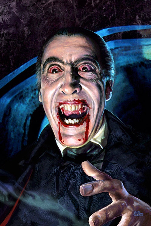 Christopher Lee Dracula Art Print: Hammer Horror, Signed by Scott