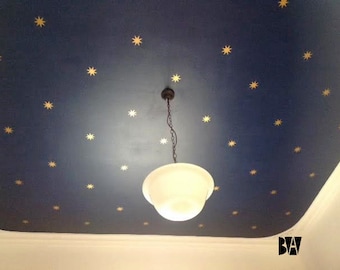 Gold Ceiling Decals. 8 Point Star Decals. Geometric Wall Decor. Gold Decals. Nursery Decor. Star Decals. Vinyl Wall Decals. Bedroom Decal