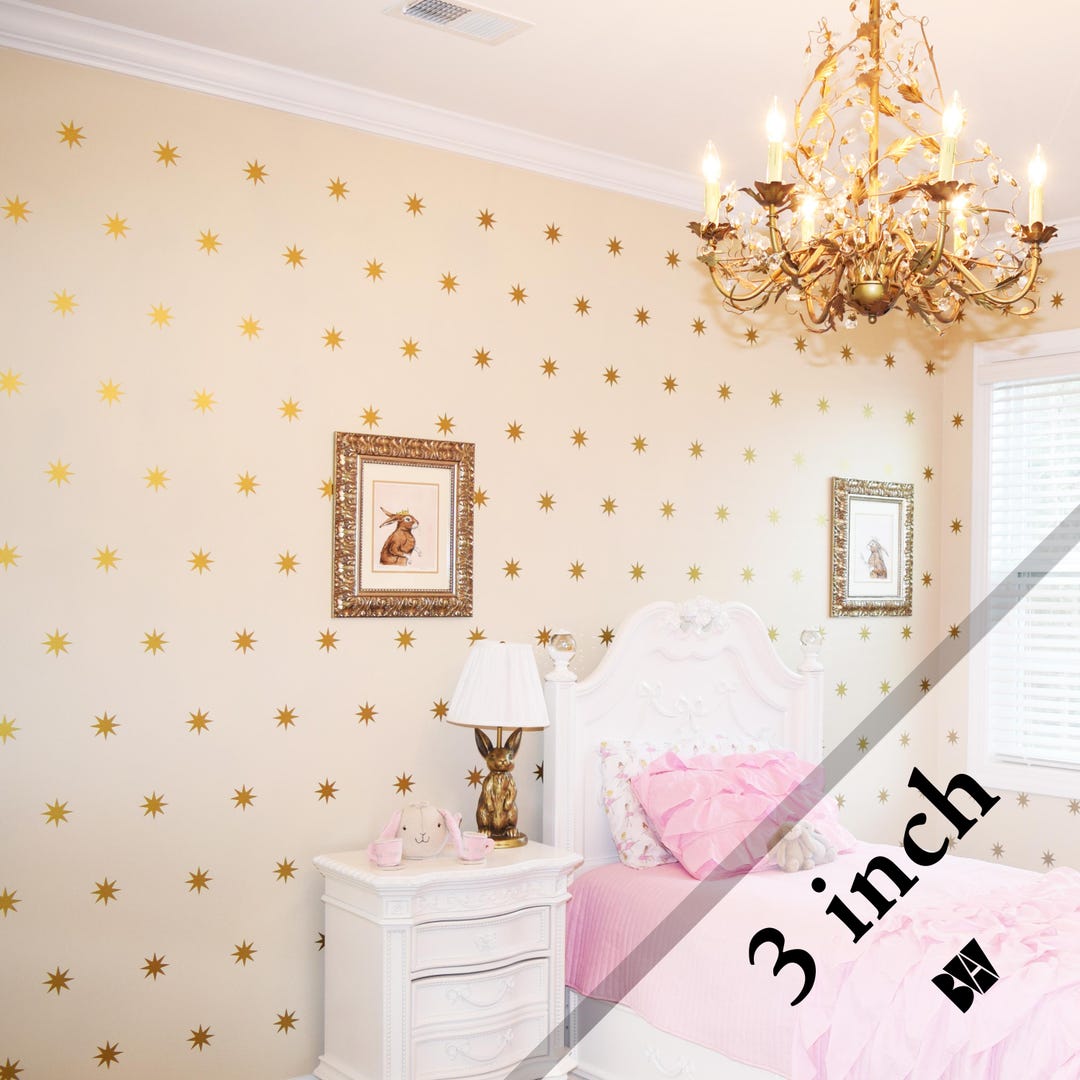 3 Inch Star Decals. 8 Point Stars. Geometric Wall Decor. Gold Decals ...