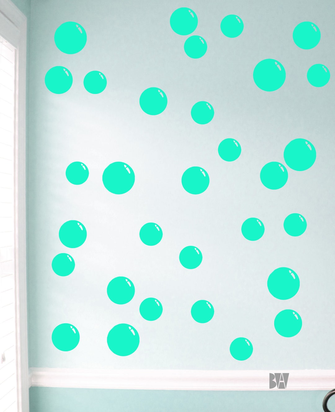 Bathroom Wall Decals. Bubble Decals. Wall Decor. Blue Decals. Vinyl