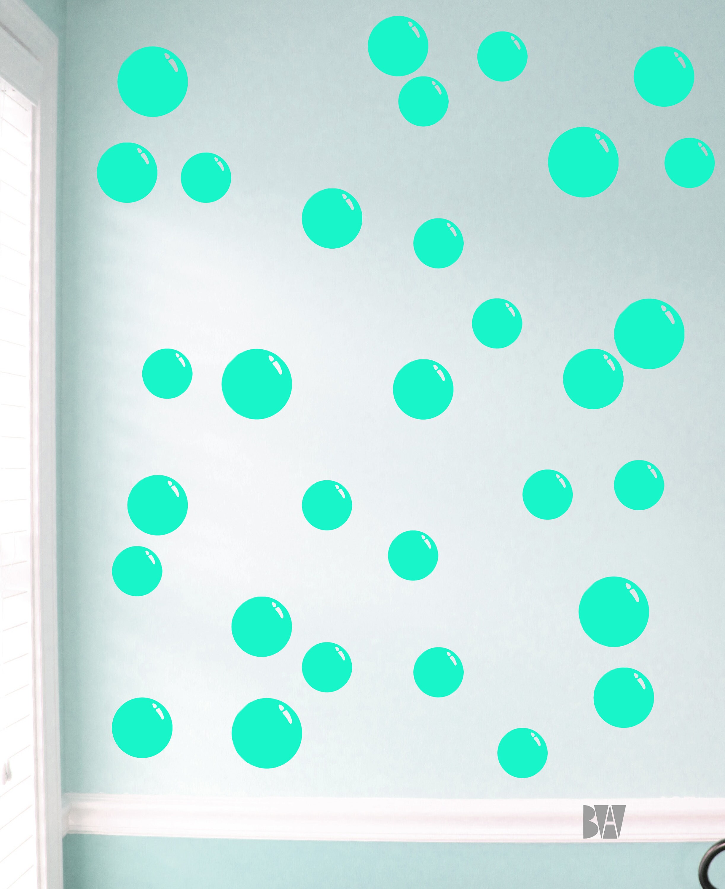 Bathroom Wall Decals. Bubble Decals. Wall Decor. Blue Decals. Etsy