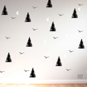 Woodland Room Decor. Forest Wall Decals. Tree Wall Decals. Animal Decals. Moon Wall Decal. Nursery wall decals. Camping Decor. image 1