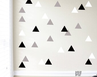Triangle Wall Decals. Geometric Decals. Wall Decor. Black and White Decals. Livingroom wall decal. Wall sticker. Home decor decals.