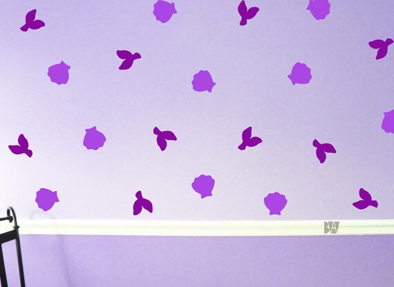 Purple Bathroom Decals Beach Decals Wall Decor Mermaid Etsy