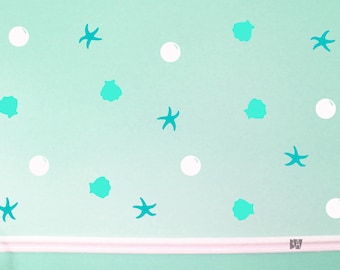Ocean Decor. Beach Decals. Bathroom Decals. Bubble Decals. Shell Decals. Nursery wall decal. Wall sticker. Home decor decals.