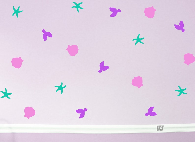 Mermaid Decals. Beach Decals. Pink Bathroom Decals. Sea Star Etsy