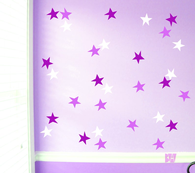 Purple Wall Decals. Star Decals. Bedroom Wall Decor. Vinyl Etsy