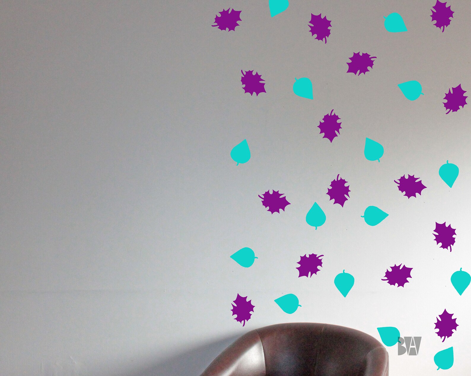 Fall Wall Decals. Purple Decals. Wall Decor. Leaf Decals. Etsy