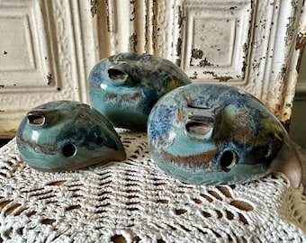 Handmade Glazed Pottery Bird Whistle Set of 3