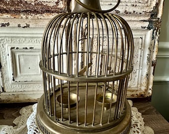 Vintage Brass Birdcage Decor Large