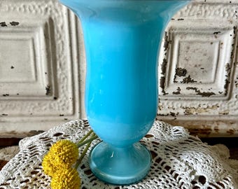 Franz Welz Czech Art Deco Blue & Black Tango Glass Vase-Blue Opaline Glass