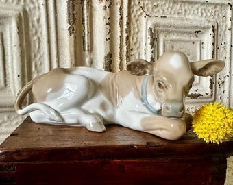 Lladro Calf Figurine #4680- Retired Nativity Calf Cow