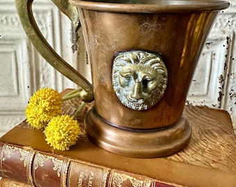 Vintage Italian Copper Brass Tankard with lion head