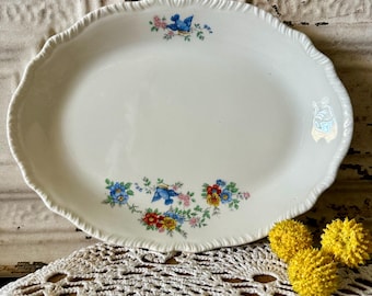 Homer Laughlin Bluebird Platter Plate-Blue Bird Platter