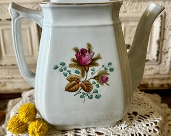 Antique Ironstone Alfred Meakin Moss Rose Teapot
