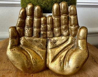 Vintage Brass Hands-Business Card Holder-Brass Hand Trinket Dish