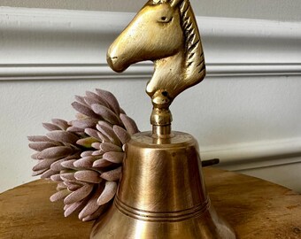 Vintage Brass Horse Bell - Vintage Home Decor - Vintage Bells - Brass Accent Piece - Horse Themed Decorations