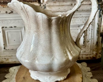 Antique Stained Ironstone Pitcher
