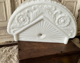 Antique Art Deco Vanity Bathroom Wall Mount Light Cover Milk Glass Part Salvaged Piece