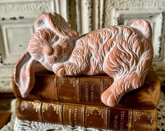 Vintage Terra Cotta Clay Sleeping Bunny Shelf Sitter