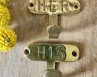 Vintage Brass His and Hers Wall Hooks-Bridal Shower Gift-Wedding Gift