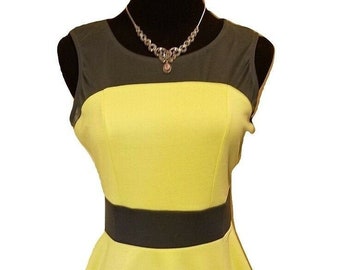 Xhilaration Mesh Skater Casual Dress - Colorblock Yellow/Gray