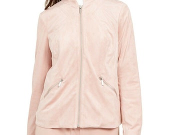 Alfani Pink Soft Vegan Suede Leather Jacket