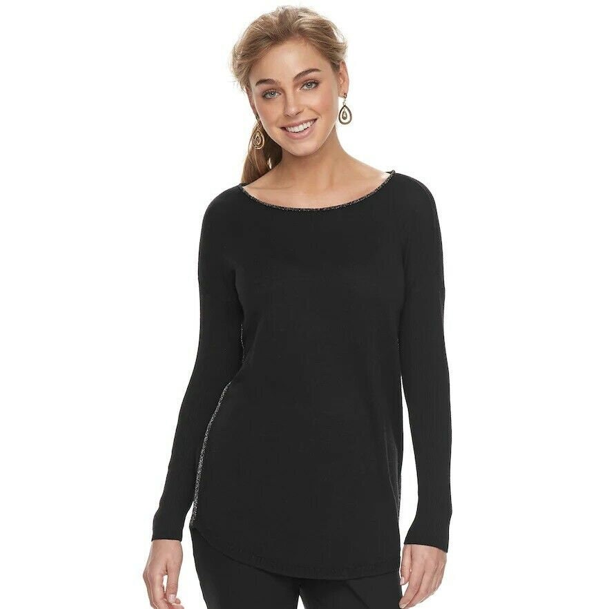 Lurex Boatneck Tunic Sweater - Etsy