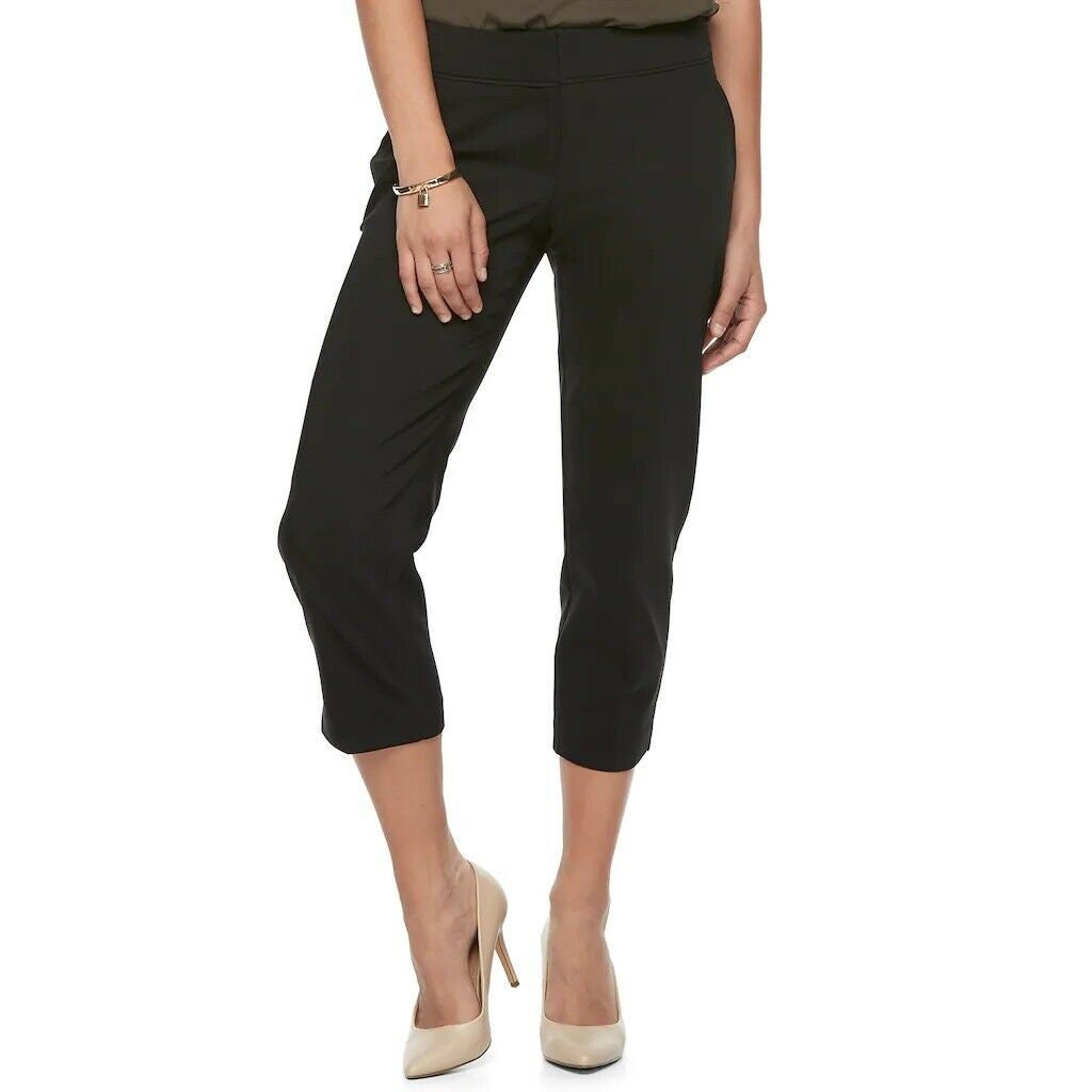 Apt. 9 Black Torie Midrise Straight-leg Capri Pants Womens 0 - Etsy