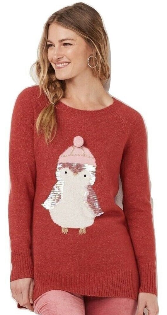 Lauren Conrad Red Penguin Raglan Tunic Sweater Etsy